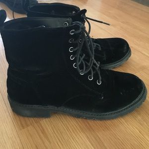 Black velvet boots