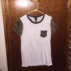 White Top W/ Cheetah Sleeves