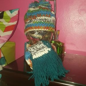 Varigated Crochet Hat/scarf set