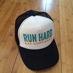 Run hard eat cupcakes trucker hat