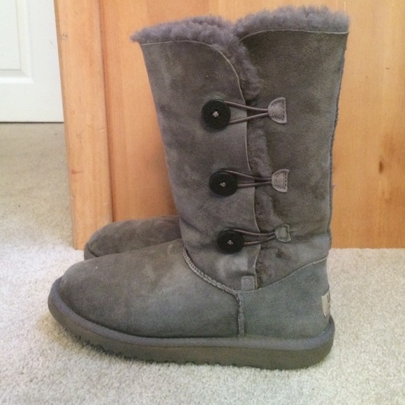 Gray Baily Button Triplet Uggs