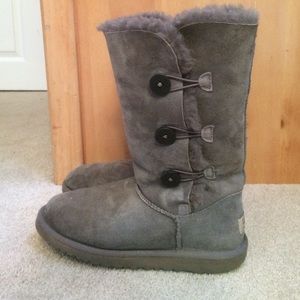 Gray Baily Button Triplet Uggs