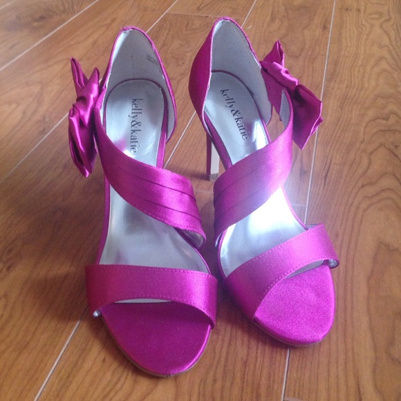 Sateen hot pink/fuschia stilettos 7.5
