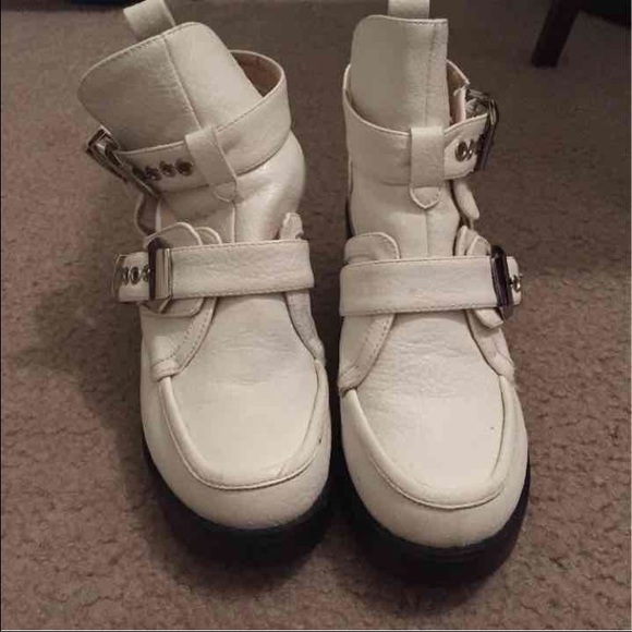 White cutout ankle boots