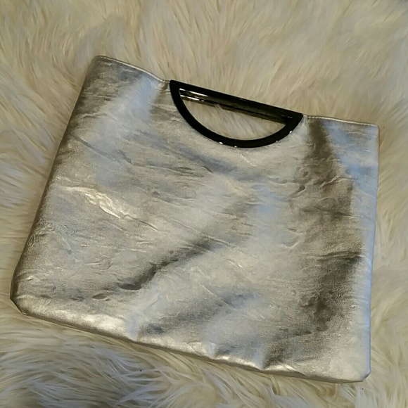 Silver clutch with metal handles