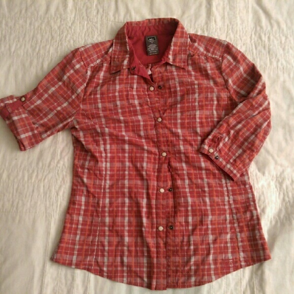 REI snap-front pink plaid field shirt S - Picture 1 of 4