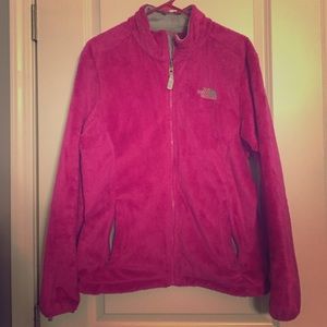 NORTH FACE pink furry women's jacket