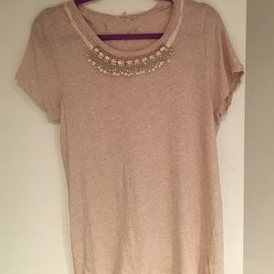 J.crew embellished necklace oatmeal tee XL