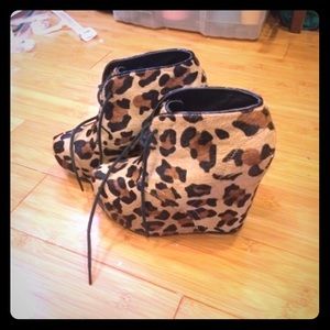 Steve Madden Pony Hair Cheetah Lace-Up Booties