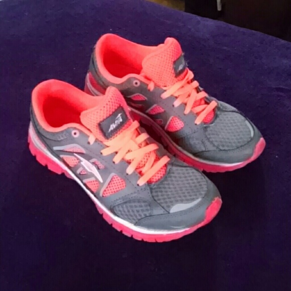 Neon orange and grey sneakers