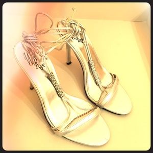 Wild Rose Jeweled Silver Heel