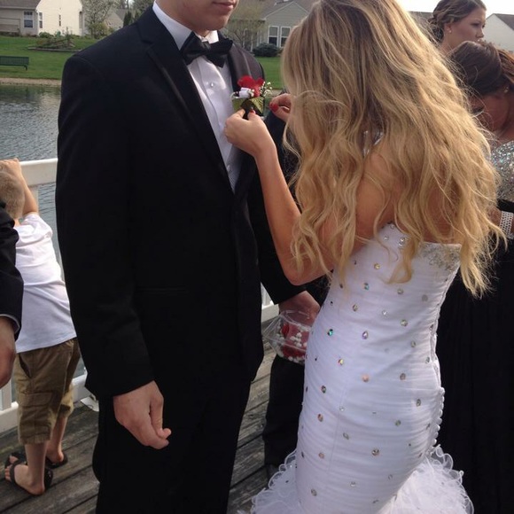 Black & White Sequin Prom Dress - Picture 2 of 4