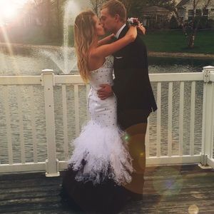 Black & White Sequin Prom Dress