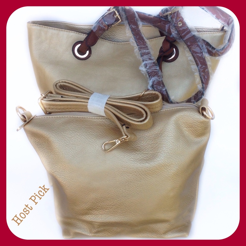 MFK Gold 2 In One Handbag
