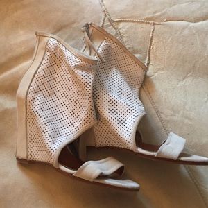 Authentic Iro white suede wedge sandals.