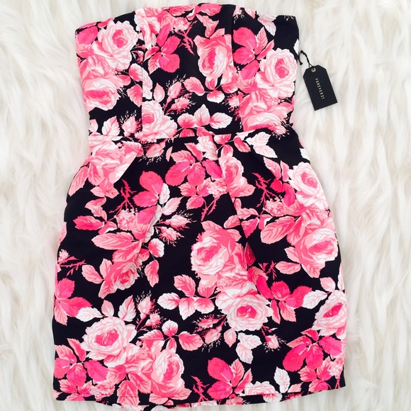 FOREVER 21 Black & Pink Floral Dress