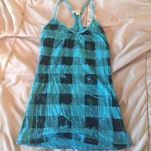 Blue and black checkered tank top