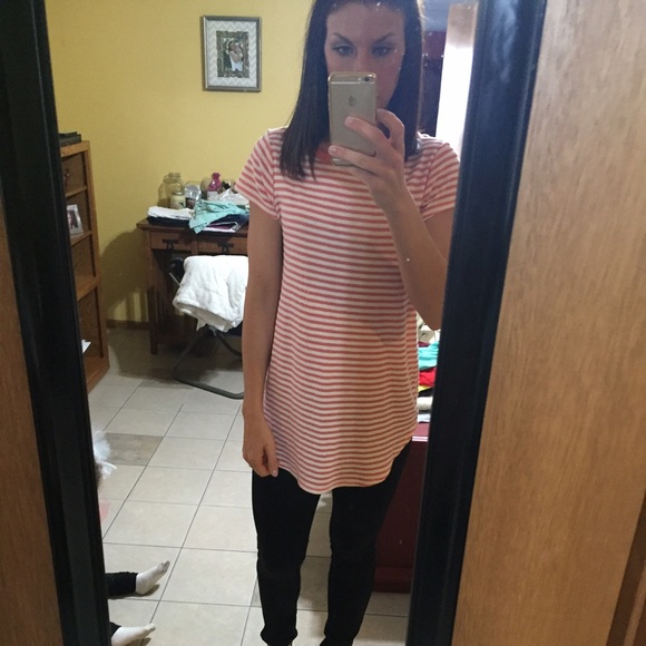 Coral striped tunic