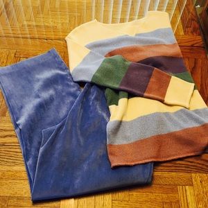 Periwinkle suede pants with matching sweater