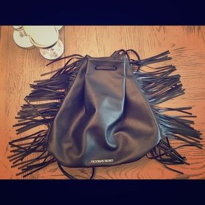 Victoria Secret faux leather fringe backpack