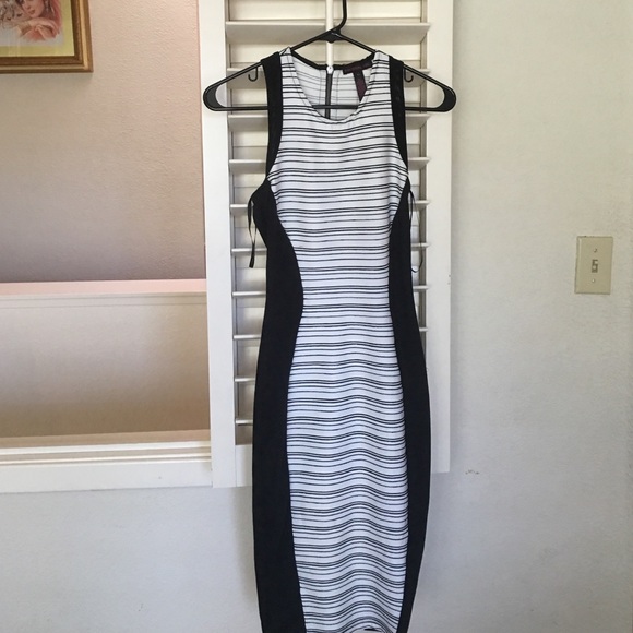 Black and white horizontal striped midi