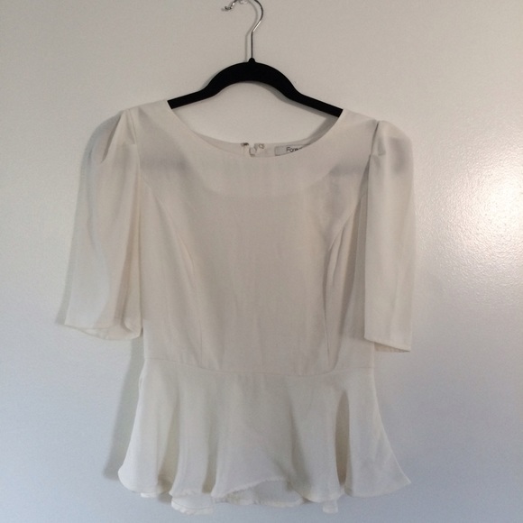 Forever 21 Cream Peplum Top