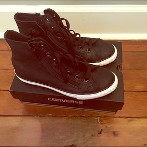 Brand New! Black high top Leather Converse
