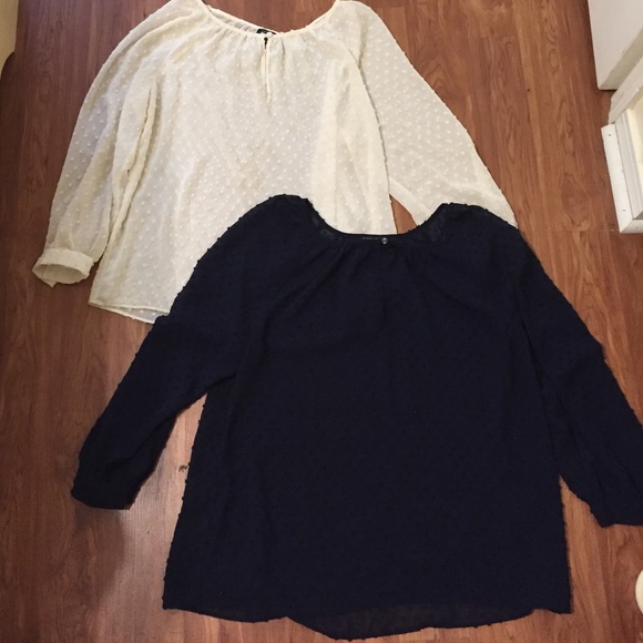 Navy and white blouses