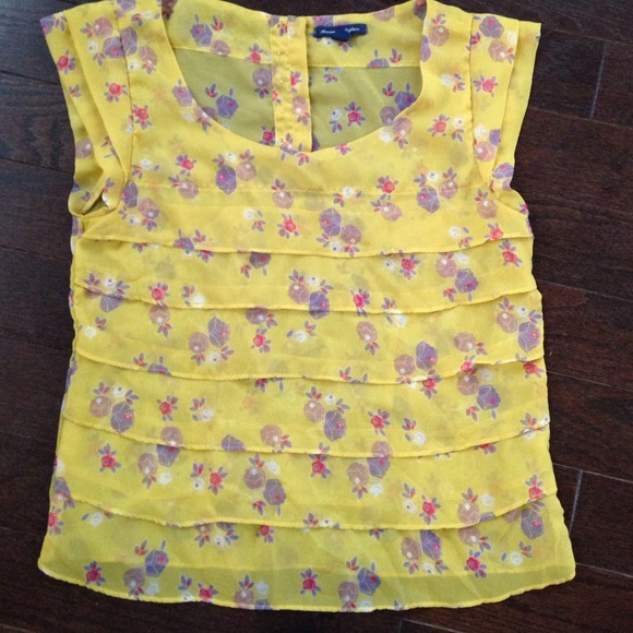 Yellow- floral blouse from AEO
