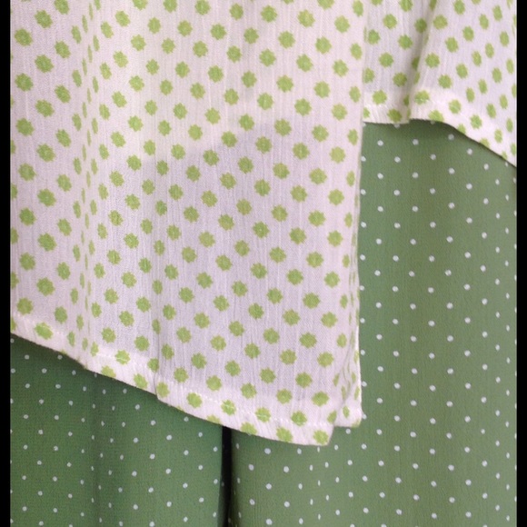 Green Lightweight Pants with White Polkadots - Picture 2 of 2