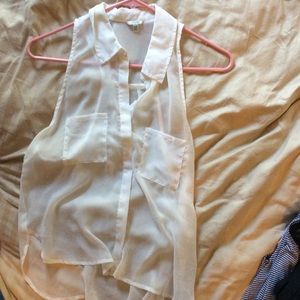 White collared top.