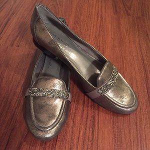 ✨SALE✨Silver loafers, like new!