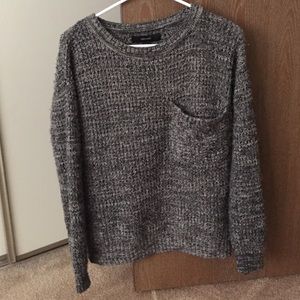 thick grey knit sweater