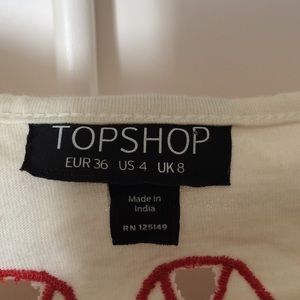 Top shop crop eyelet top in cream and orange