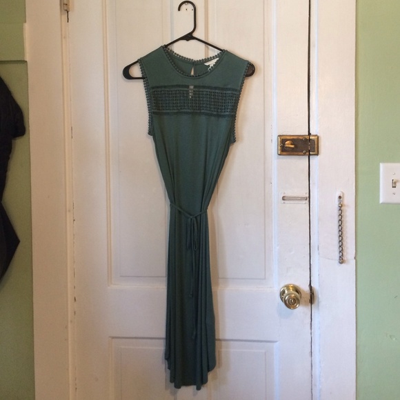 Sage Green Waist Tie Dress