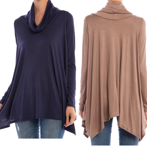 🆕💥NAVY Cowl Neck Tunic Top