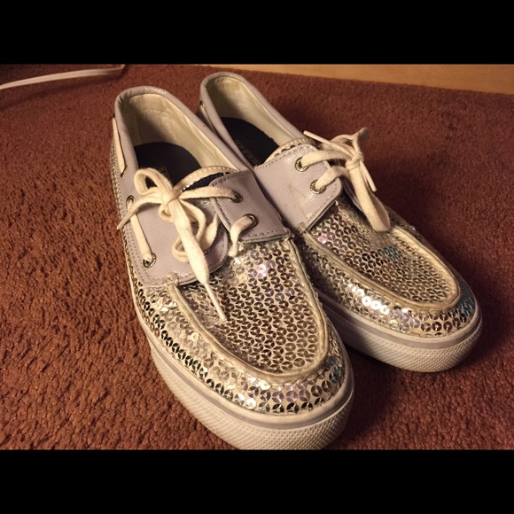Silver sequin Sperry Top Sider Boat Shoes