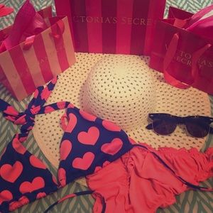 Victoria's Secret hot pink heart swim suit