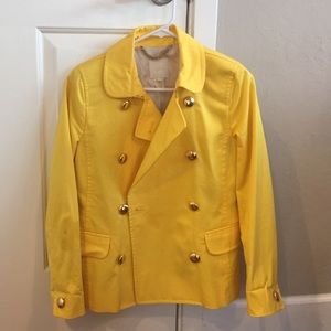J crew yellow double breasted jacket