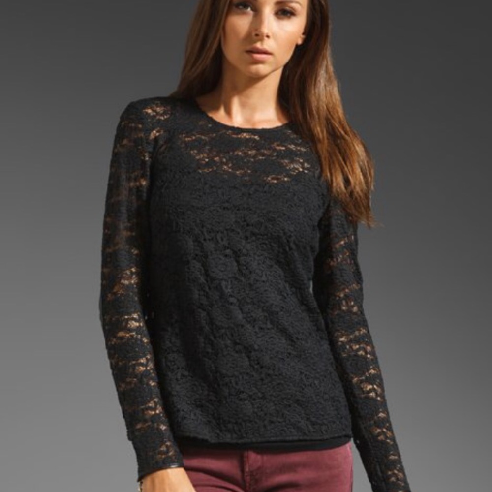 Black lace long sleeved  top. Size small.