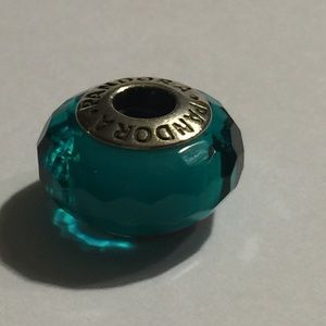 PANDORA teal blue murano glass charm