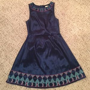 Blue Satin Cocktail Dress Size M