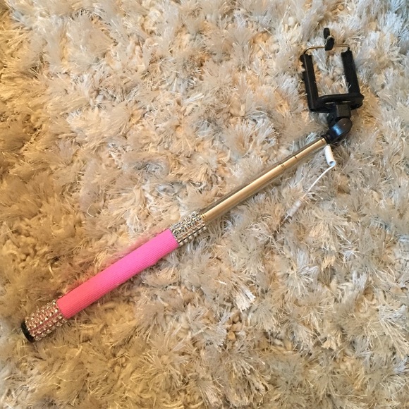Brand New Pink Selfie Rhinestones Stick