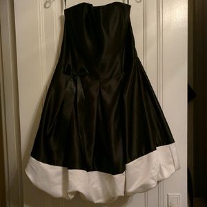 Tea Length Black and White Formal Gown