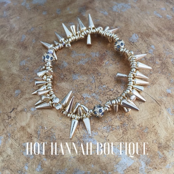 🆕 Bracelet- Gold Rivet Stretchy - Picture 2 of 4