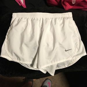 White Nike athletic shorts