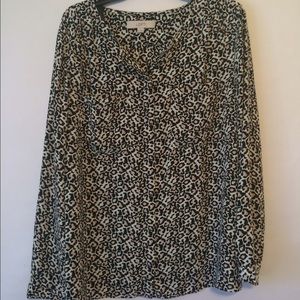 LOFT animal print button front blouse.