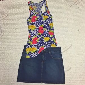 Dark denim skirt and tank Bundle