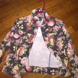 Flower print jean jacket