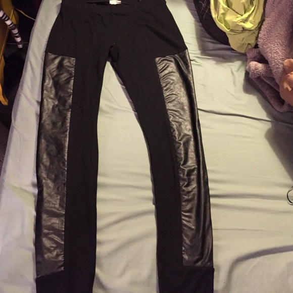 Half leather leggings